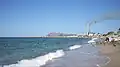 Beach and power plant at Puerto Libertad