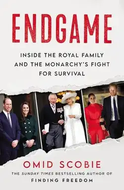 Book cover with a grey background, featuring the title Endgame, images of British royals, and the author's name