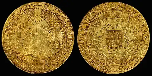 Sovereign of Elizabeth I (1583–1600), from the collection of the National Museum of American History, Washington, D.C.