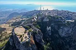 Erice and the Castle of Venus, with Trapani and the Tyrrhenian coast beyond.