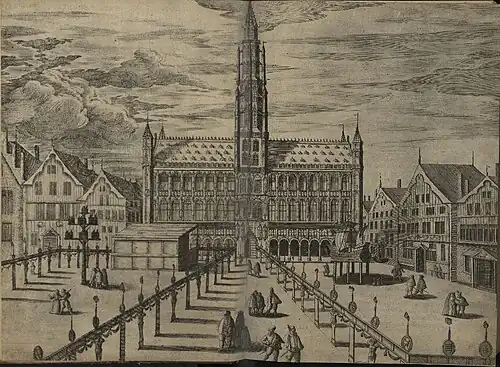View of the Grand-Place in Brussels and the Town Hall, Jan Mommaert, 1594