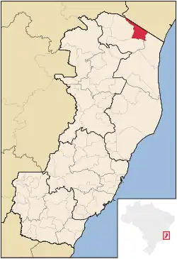 Location of Pedro Canário in Espírito Santo