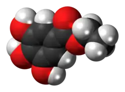 Space-filling model of ethyl gallate