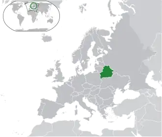 Map showing Belarus in Europe
