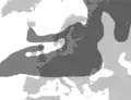 Depiction of the estimated ash cloud at 18:00 UTC on 17 April 2010.