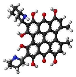 Ball-and-stick model of the fagopyrin molecule