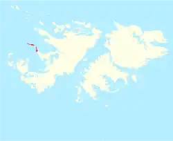 Location of the Passage Islands within the Falkland Islands