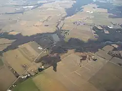 Aerial view of Aldine (Aldine is located in the top middle/middle/right around the road crossing)