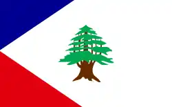 Shukri El Khoury [ar]'s proposed flag featuring red and blue triangles added to honor the French mandate (1918)