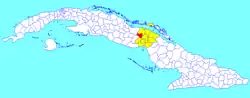 Florencia municipality (red) within Ciego de Ávila Province (yellow) and Cuba