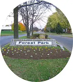 Entrance sign for Forest Park.