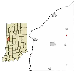Location of Mellott in Fountain County, Indiana.
