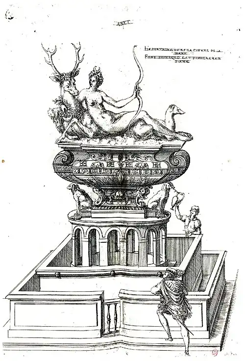 Fountain of Diana, engraved by Jacques Androuet du Cerceau (1579)