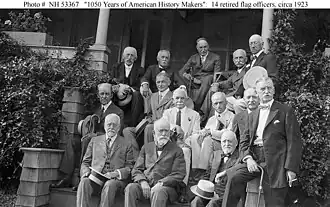 Wood is second from left in the middle row of this photograph of retired flag officers, c. 1923.