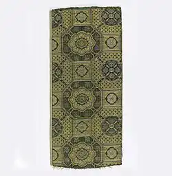 Textile; silk, paper with applied gold foil, 19th century.