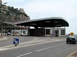 The Pont Saint-Ludovic / Ponte San Ludovico border checkpoint between Menton, France, and Ventimiglia, Italy (both countries are part of the Schengen Area)