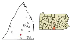 Location of Greencastle in Franklin County, Pennsylvania.