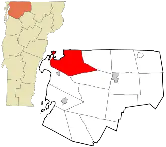 Location in Franklin County and the state of Vermont.