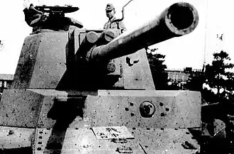 Front angle close-up of Type 4 Chi-To with turret-mounted Type 5 75 mm tank gun