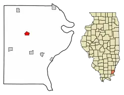 Location of Ridgway in Gallatin County, Illinois.