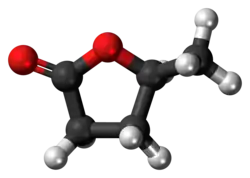 Ball-and-stick model of the γ-valerolactone molecule