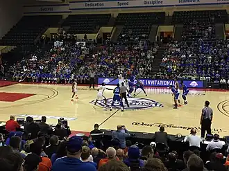 Florida Gators and Seton Hall Pirates playing a basketball game