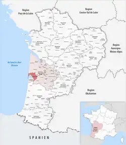 Map showing the Communauté d'agglomération du Bassin d'Arcachon Nord