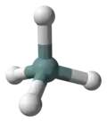 Ball-and-stick model of the germane molecule