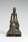 Pensive Bodhisattva Maitreya, Silla, 6th century. Gilt bronze, h. 28.5&nbsp;cm. National Museum of Korea, Treasure no. 331.