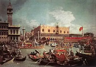 Canaletto (1730) - The venetian flag on the Bucintoro