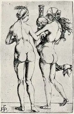 Two Naked Women, an early print, 11.9 × 18.1&nbsp;cm