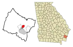 Location in Glynn County and the state of Georgia