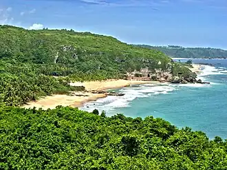 View of the coastline of Quebradillas, Puerto Rico near the tunnel entrance