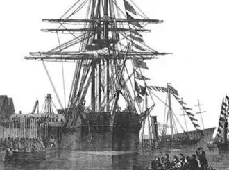 An etching of HMS Resolute from December 1856