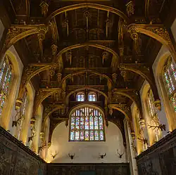 Hampton Court's ornate hammerbeam roof in the Great Hall