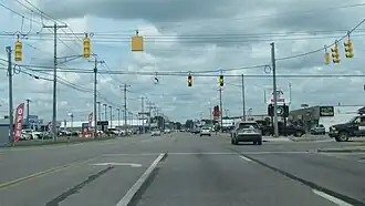 Looking north along Bus. US 131 at Bell Road