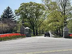 Tree-lined entrance.