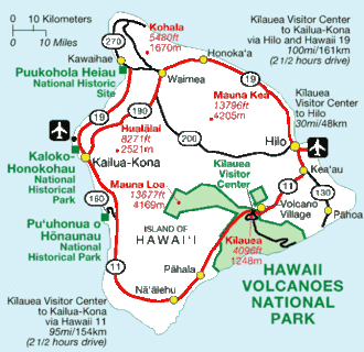 National parks, mountains and cities on the island