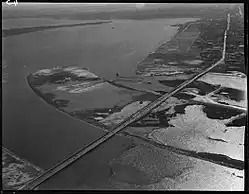 View of an island in a river from a plane