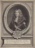 Henri Charles de la Trémoïlle, Prince of Talmont, Louise Henriette's lover on an engraving by Pieter Philippe, after a painting by Jan de Baen, from around 1664.