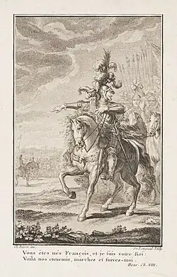 Engraving by Charles Eisen illustrating Chant VIII of Voltaire's La Henriade, 1770 edition.