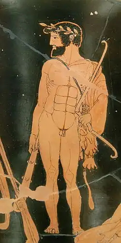 Heracles, holding a club and bow