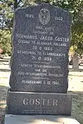 Gravestone of Hermanus Jacob Coster, State Attorney at Church Street Cemetery in Pretoria.
