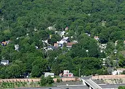 View of Hillburn from Nordkop Mountain, looking west; NY State Thruway in foreground