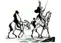 Don Quixote and Sancho Panza by Honoré Daumier. Black crayon and wash. The Metropolitan Museum of Art. New York (c. 1850)