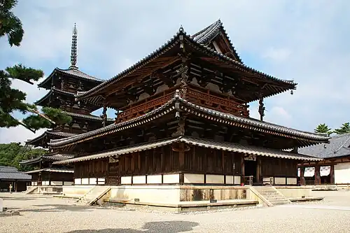 Kon-dō and pagoda at Hōryū-ji, Ikaruga, Nara Built in 7th century