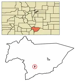 Location of La Veta in Huerfano County, Colorado.