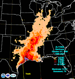 Map of rainfall amounts