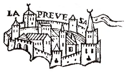 Woodcut of the Castle of Bouka by Francesco Genesio, 1538