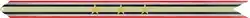 A multicolored streamer with (from outer to inner) red, white, green, white again, black (the colors of the Iraqi flag) horizontal stripes with a yellow horizontal stripe in the center